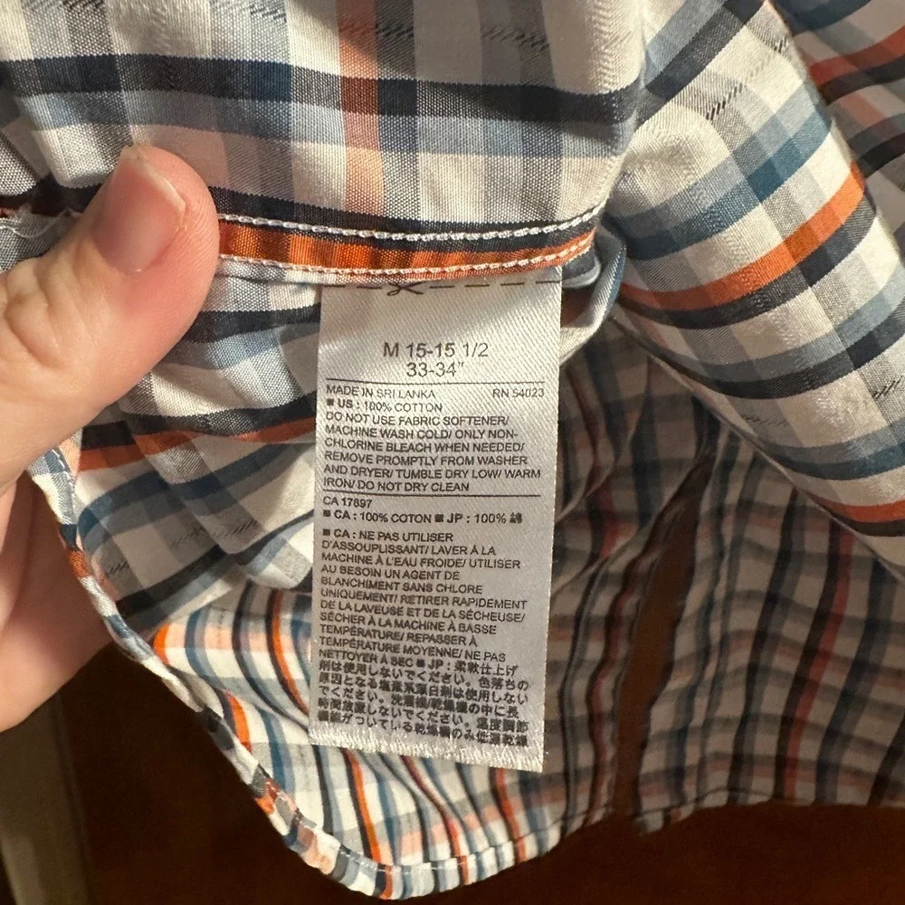 Banana Republic Button Down‎ Shirt M Multicolor Plaid Non-Iron Standard Fit Mens
